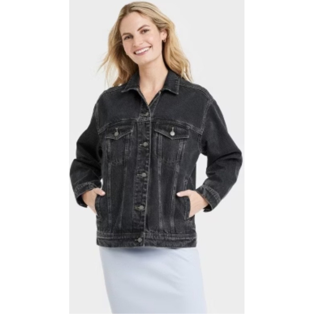 Universal Thread Black Wash 90's Baggy Denim Trucker Jacket Size 3X ‎ NWT
